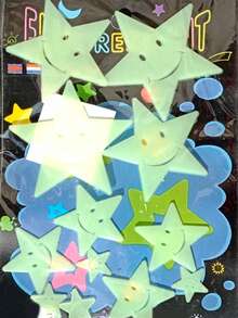 Smiling Face Luminous Stickers, Glowing Star Wall Stickers, Fluorescent Cartoon Pentagram Stickers For Students (Suitable For Christmas Parties & Gatherings).