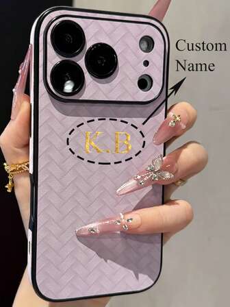 [Customized] Personalized Customized Name Card Holder Faux Leather Phone Case Compatible With IPhone 17 Pro Max 17 16 15 14 13 12 11 Pro Max Shockproof Lens Protective Cover