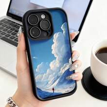 Funda de Teléfono Impresión de Nubes y Paisaje de Montaña para iPhone 14 13 12 11 Pro Max  Galaxy S23 S22 S21 S20 Edge Plus Funda de Teléfono Regalo para Novio Novia San Valentín Cumpleaños - Negro - Ver 2