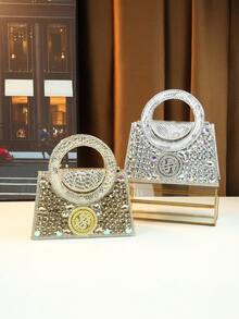 New Fashionable Luxury Women's Versatile Dollar Sign Rhinestone Decor Handbag, Suitable For Evening Party - Multicolor - View 2