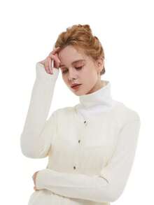 1pc Women Solid Sun Protection Casual Dickey Collar For Summer - White - View 8