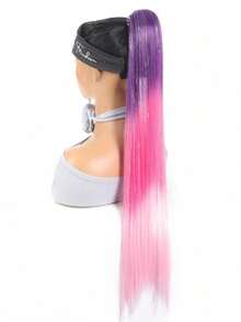 2pcs Purple Red Pink Tinsel Ponytail Extension With Elastic Hair Tie Synthetic Braiding Hair For Kids Girls Crazy Hair Day Brave Hair - Multicolor - View 6