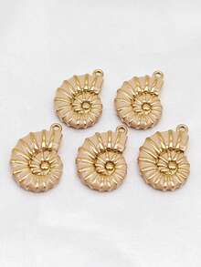 5 قطع من قلادة المجوهرات المعلقة بشكل صدفة البحر من الفولاذ المقاوم للصدأ، أشكال معلقة متنوعة، اكسسوارات قلادة وأقراط DIY - متعدد الألوان - مشاهدة 10