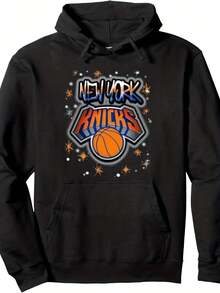 NBA New York Knicks Airbrush Logo Pullover Hoodie1pc All-Season 300g Pure Cotton Single-Sided Printed Sports Sweatshirt T-Shirt - Color 5 - View 1
