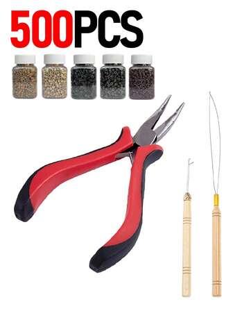 100pcs Hair Extensions Kit,3PCS Beads Tools Pliers,Opener And Removal Tool For Micro Nano Rings Beads Extensions Or Feather Extensions