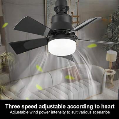 Lámpara de Techo con Ventilador, 5 Aspas y Control Remoto, 30W Luz Ajustable Frío Cálido Blanco, 3 Velocidades Silencioso, Ideal para Dormitorio y Sala