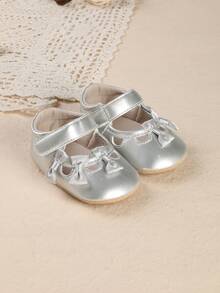 1 Pair Cute Princess Soft Bottom Prewalker Shoes For Infant Girls 0-1 Years Old, Suitable For Spring And Autumn - Silver - View 3