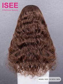 ISEE Hair Wear Go Glueless Wig Unprocessed Virgin Hair Wig Body Wave 6x4 Transparent Lace Closure Wig Chocolate Brown Color Human Wig Hair 180% Density 16-28 Inch Regular Human Hair Wig Pre-Cut Lace Pre-Plucked Hairline Charm Elegant Casual Fashion School Supplies Hair Stuff Gifts For Women Accessories - S4 - View 5