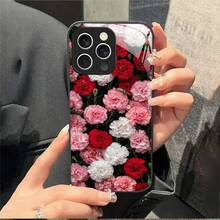 fundas para iphone 13, 13 Pro Max, 13 mini, Pro 17, 16, 15, 14, 12, 11, XS, XR Plus; Compatibles con  Galaxy S21, S22, S23, S24, S25, FE, ULTRA, PLUS, A03S, A05S, A07, A11, A12, A13, A14, A15, A16, A17, A22, A23, A26, A31, A32, A34, A35, A36, A73, A06, A52 y A53. Fabricada con material de cristal de primera calidad y con un diseño floral, esta funda trasera de bordes suaves presenta un diseño lujoso y elegante, lo que la convierte en un regalo de Navidad ideal para mujeres y familiares. - Negro - Ver 1