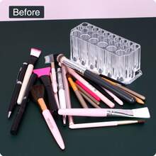 指甲刷收纳盒，小型透明亚克力材质，可收纳唇线笔、睫毛膏、眼线笔等美甲刷、唇线笔等，带26个隔层 - 透明 - 查看 5