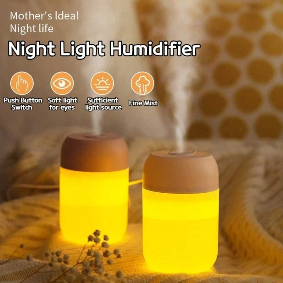 RAF 1 pieza Lámpara de ambiente multicolor, humidificador portátil mini y difusor de aromas, alimentado por USB, doble niebla para uso doméstico y en el automóvil, capacidad de 7.04oz/220ml (excluyendo aceite esencial), nuevo humidificador USB mini con luz nocturna, purificador de aire de niebla silencioso para dormitorio y vehículo