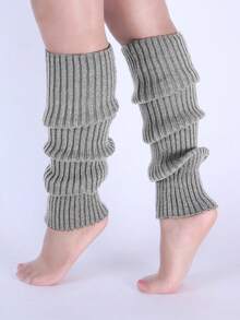 1Pairs Of Women's Leg Warmer, White Knitted Warm Calf Socks, Suitable For Autumn And Winter - 深灰色 - 查看 1