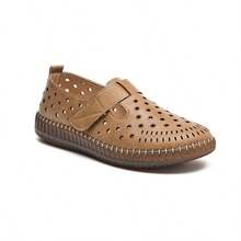 Meijile Women's Leather Shoes With Perforations For Comfort And Casual Style In White, Black And Brown 224 - 棕色的 - 查看 3