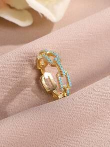 1pc Fashionable New Turquoise Plated Gold Color Ring - Ring - View 1