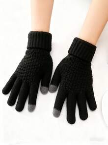 Winter New Arrivals: Pineapple Pattern Touch Screen Knitted Full-Finger Warm Thick Jacquard Wool Gloves, Christmas Accessories, Winter Gloves