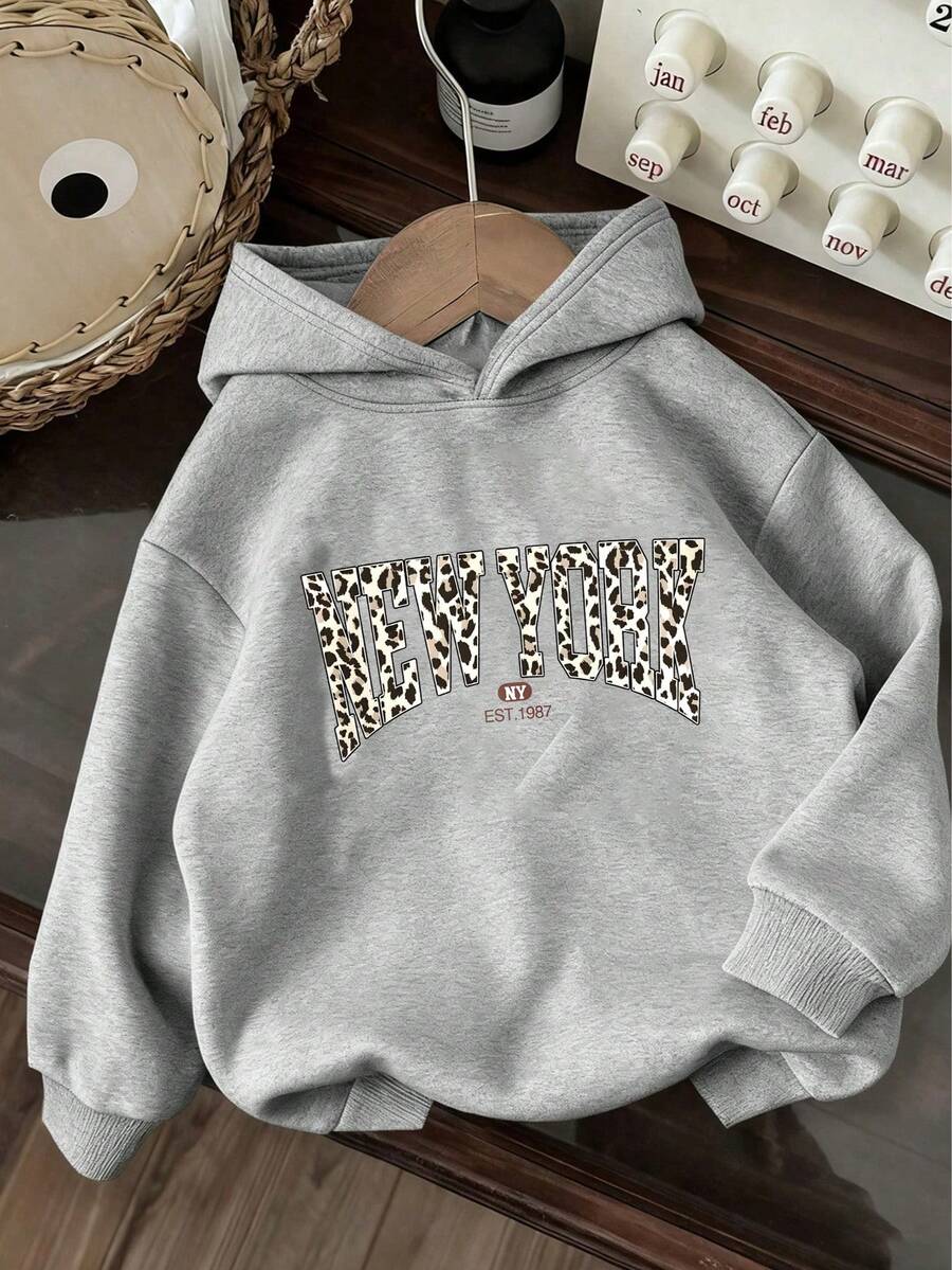 Teen Girls Pullovers, Long Sleeve Hooded Sweatshirts For Teen Girl, Older Teen Girl And Teens. Simple And Stylish With No Pockets, Perfect For Casual Everyday Wear, With Rich Print Details, Perfect For Fall And Winter. - Grey - View 1