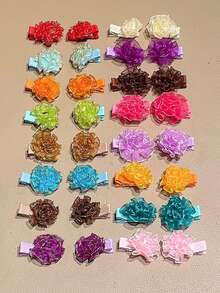 32pcs Colorful Cute Hair Clips, Fabric Covered Small Hair Clips For Bangs