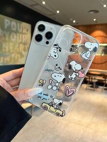 1 pieza Funda de teléfono con patrón de carta de Snoopy lindo, con recorte preciso para protección de la cámara compatible con Samsung, Nothing, Pixel, INFINIX, Apple, Redmi