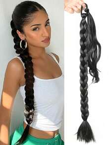 Ponytail Extensions Synthetic Boxing Braids Ponytail Hair Rope For Women High Temperature Fiber Black Brown Ponytail - Black - View 10