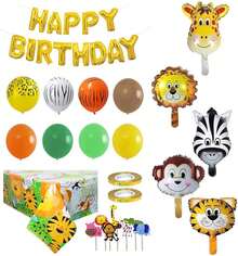 Jungle Animal Birthday Party Decorations |   Lion Giraffe Foil Foil Balloon Banner Set,Jungle Animal Balloons Birthday Decorations Summer Party Decorations For Boys Girls - Multicolor - View 8