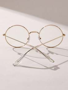 1 Pair Women's Transparent Reading Glasses, Suitable For Daily Life Scenarios Such As Reading And School, An Ideal Fashion Accessory - 1pc 金白平 - 查看 5