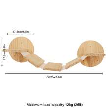 13.6kg (30lb) Capacity Wooden Cat Wall Shelf, Cat Climbing, Playing, Resting Wall Perch, Wall-Mounted Cat Scratching Post, Cat Tree