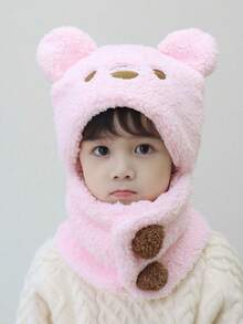 1 chiếc mũ trẻ em khăn quàng cổ đa năng khăn quàng cổ mũ mùa thu đông ấm áp cho bé gái mũ len dễ thương - Nhiều màu - Xem 8