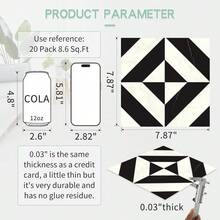 MORCART Peel-And-Stick Floor Tiles - 20 Pieces, 20cm X 20cm Vinyl Flooring - Removable Self-Adhesive Tile Stickers For Bathrooms, Kitchens, Bedrooms - Covers An Area Of 8.6 Square Feet, White And Black. - 黑與白 - 查看 12