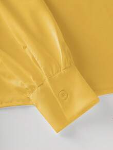 女士长袖衬衫，配有可拆卸超大蝴蝶结、法式泡泡袖和立领，适合办公室/休闲场合穿着，可用于工作、日常、新年及各种场合。