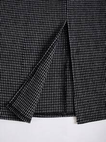 EARO 大码时尚印花优雅百搭宽松半身裙 - 黑色 - 查看 5