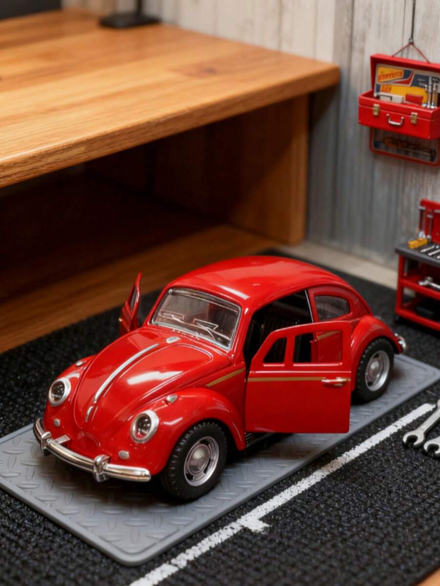 1:38 Scale Vintage Alloy Model Car, Desktop Decor For Bedroom, Desk, Office, Classic Retro Car Model, Alloy Car, Collectible, Openable Doors, Visible Interior, Suitable As Birthday, Friend, Father's Day, Party Gift - Multicolor - View 1