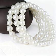 3pcs/Set Minimalist Acrylic Beaded Bracelet Set, Suitable For Women's Daily Wear - White - View 2