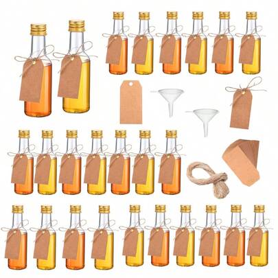 3/22个迷你酒瓶，饮料分装瓶，透明塑料小瓶，可重复使用，仅限手洗，适用于糖果、饮料、烈酒、调味品，是婚礼、生日、派对礼品、电影、家居装饰、成人礼派对和其他户外活动装饰的理想选择。