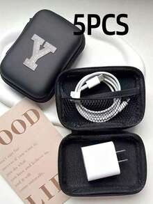 5/3/1 piezas Caja de almacenamiento de cuero PU con letra A-Z, Portador de tarjetas de juego, Organizador de caja de tarjetas de identificación/tarjetas/tarjetas de presentación, Adecuado para viajes, accesorios digitales, estuche para auriculares - Multicolor - Ver 47