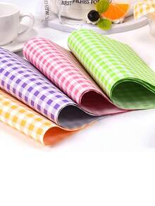 100pcs/400pcs Grease-Proof Paper Liners For Sandwiches, 4-Color Wax Paper, Kitchen Baking Parchment Paper Cake Box Liners, Oil Absorbing Checkered Liners For Burgers & Sandwiches, Suitable For Barbecue, Picnics, Back To School, Parties, Fast Food - 彩色 - 查看 5