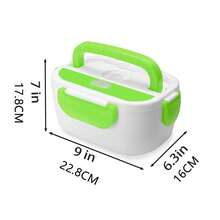 Fiambrera eléctrica portátil con aislamiento térmico, compatible con vehículos, diseñada para su uso en el coche. Cuenta con tecnología de calentamiento rápido, ideal para desplazamientos diarios y actividades al aire. Incluye compartimento integrado para guardar cubiertos y función de liberación de vapor. Dimensiones compactas. Sin BPA. Adecuada para almuerzos en la oficina, picnics al aire transporte de comidas saludables. - Verde - Ver 3