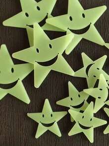 Smiling Face Luminous Stickers, Glowing Star Wall Stickers, Fluorescent Cartoon Pentagram Stickers For Students (Suitable For Christmas Parties & Gatherings).