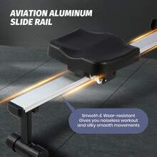 Máquina de remo magnética autoalimentada, silenciosa, plegable, de 16 niveles, compatible con aplicaciones de remo de resistencia ajustable, capacidad de peso de 350 libras, remo plegable - Negro - Ver 3