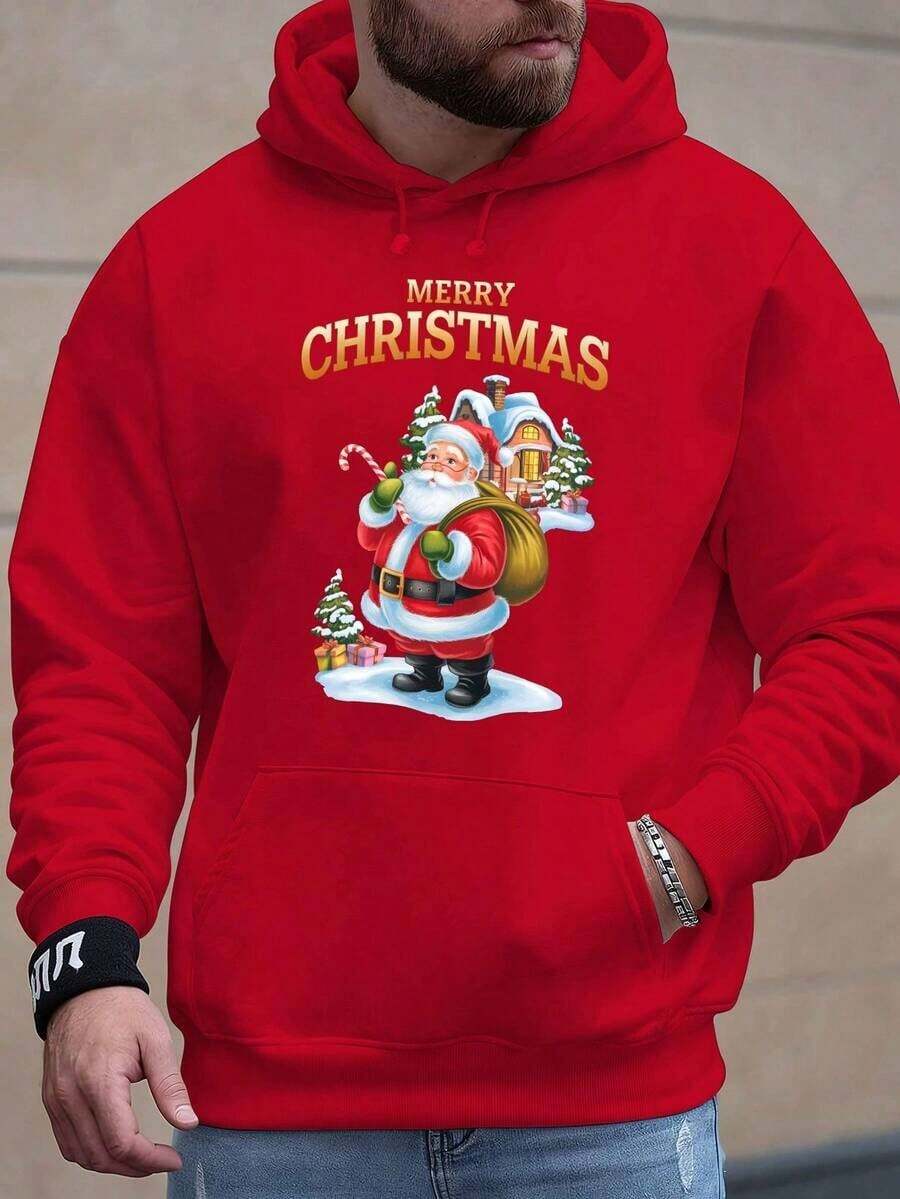 Sudadera con capucha con cordón y estampado de letras para hombre, para otoño - Rojo - Ver 1