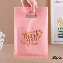 50 piezas Bolsas de regalo color rosa "Gracias" para boda, cumpleaños, fiesta, empaque de ropa, regreso a la escuela, Día de San Valentín - 50 pcs - Ver 16