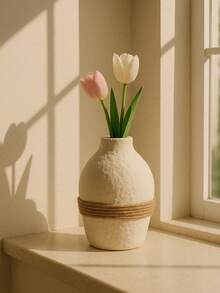 1个现代侘寂风格纹理装饰花瓶，绳编花瓶，适用于家居装饰、客厅餐桌摆件和婚礼派对装饰 - 彩色 - 查看 12