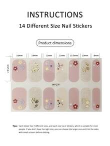 Bộ 1 tờ sticker dán móng tay, sticker trang trí móng tay mùa hè, sticker tự dính, chống thấm nước và bền lâu, sticker gel móng tay thời trang, tự làm móng. - Màu Hồng baby - Xem 4