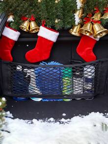 1个汽车后备箱网袋，汽车储物网，汽车储物袋，立体设计，储物袋，魔术贴固定，汽车储物网袋，防拉扯