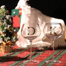 DPersonalized Wine Glass Gifts For WomenCustom Engraved A-Z Monogrammed Gift For Women Birthday Christmas Unique Wine Gifts With Box And Greeting Card For Mom Best Friend Sister K 14 Oz - Clear - View 5