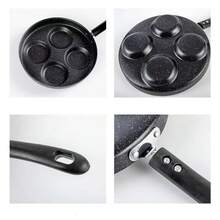 Sartén para huevos recubierta de piedra médica, sartén antiadherente para huevos, sartén para panqueques para desayuno de aluminio, 4 tazas redondas - Negro - Ver 6