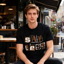 T-Shirt For Men Men's Graphic T-Shirt Brown Say Less Brown Color Graphic T-Shirt Soft Fabric, Breathable, Comfortable Short Sleeve T-Shirts Perfect For Summer - Black - View 8