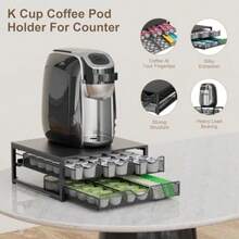 Coffee Pod Holder For Counter 3 PullOut KCup Holder Drawer Wooden Cafe Pods Storage Organizer With Sliding Drawers For Coffee Station Home Kitchen Office Dorm Black - Black - View 4