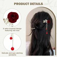 Retro Vintage Asian Chinese Traditional Hanfu Silver Metal Flower Hair Sticks With Pearl Bead Pendants Bamboo Lotus Long Hair Chopsticks Forks Bun Updo Holders Hairpins - 8 CÁI S5 - Xem 3