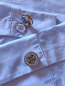 1件/2件套优雅花卉几何图案纽扣套装，衬衫纽扣套装，夹扣套装，时尚水晶袖扣套装，适用于燕尾服和婚纱装饰