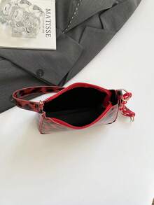 New Fashionable Versatile Chain Shoulder Bag, Underarm Handbag For Women - Red - View 4